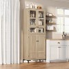 Coucheta 71 Inch Tall Storage Cabinet, Kitchen Pantry 5 Tier Bathroom Cabinet with 4 Doors Adjustable Shelves for(pear wood, 4 Door with Glass) - 4 of 4