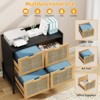 Lateral File Cabinet with Adjustable Hanging File Drawers, Rattan Storage Printer Stand, Natural - 3 of 4