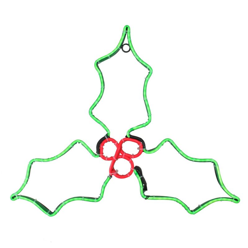 Northlight 16" Neon Style LED Lighted Holly Berry Christmas Window Silhouette Decoration, 1 of 4