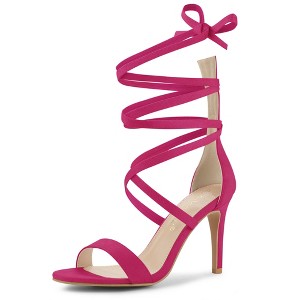 Allegra K Women's Open Toe Strappy Lace Up Stiletto High Heel Sandals - 1 of 4