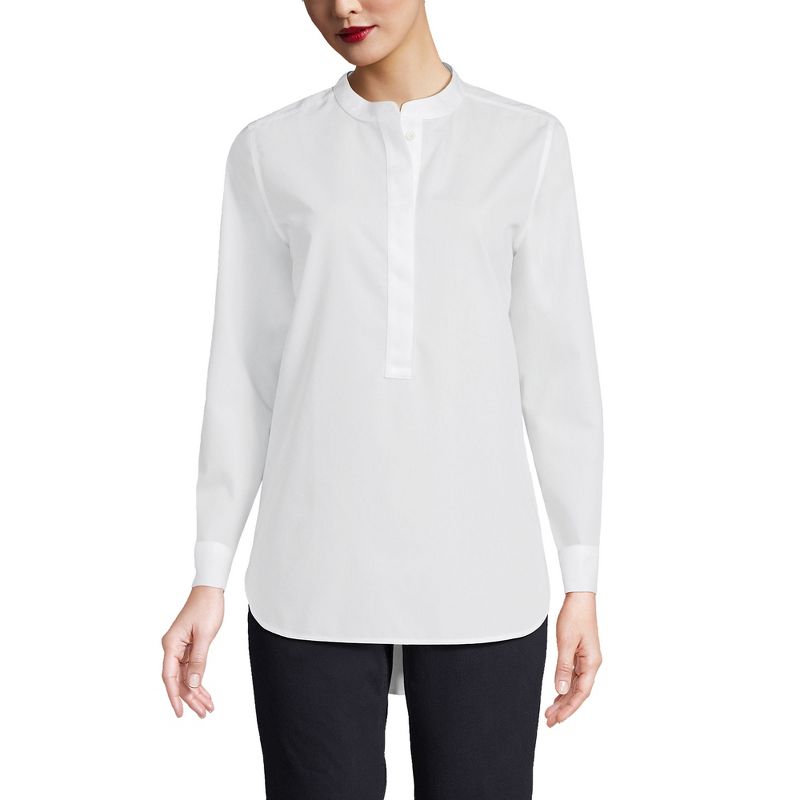 Lands' End Women's No Iron Long Sleeve Banded Collar Popover Shirt, 1 of 6