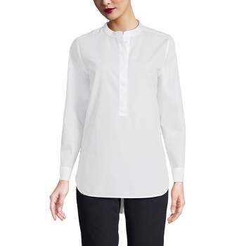 Lands' End Women's No Iron Long Sleeve Banded Collar Popover Shirt