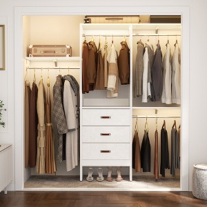 Aheaplus 60'' Closet System with Fabric Drawers, Walk-in Closet Organizer with Hanging Rods and Adjustable Shelves - 1 of 4