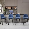 26" Counter Height Barstools, Modern Swivel Bar Stools Set of 4, Mid Century Bar Chairs with Back & Wood Legs for Dining Room Kitchen Island, Blue - 4 of 4