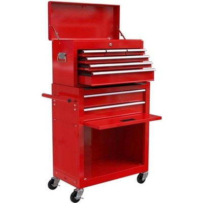 8-Drawer Rolling Tool Cabinet - Red, Durable Metal Construction, for Garage/Workshop
