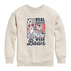 Boys' - Disney - Real Athletes Wear Bows Graphic Long Sleeve Fleece Sweatshirt - 1 of 4