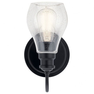 Black Teardrop Shade Outdoor Wall Sconce with Clear Glass