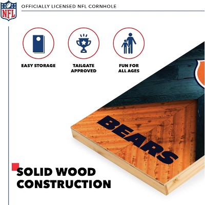 NFL Chicago Bears 2'x4' Solid Wood Cornhole Set with Bean Bags