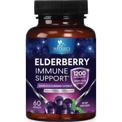 Elderberry Capsules 1200mg Immune System Support Sambucus Nigra Extract - 60 Capsules