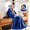 Tirrinia Fleece Hood Wearable Blanket for Adults, Comfy Warm Plush Throw with Sleeves TV Blanket Wrap Robe Hoodie Cover for Sofa, 72" x 55" - 4 of 4