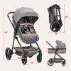 Bassinet Stroller for Infant and Newborn 0-36 Months Old Babies, Lightweight Baby Stroller with Umbrella & Reversible Seat, Travel Strollers Foldable - 3 of 4