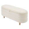 CAVINAS Oval Storage Ottoman Bench,Upholstered Ottoman with Wood Legs for Living Room,Bedroom,White/Pink - 2 of 4