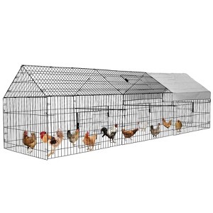 GOTGELIF  Large Metal Chicken Coop 130" x 40" Chicken Cage Hen House with Waterproof Cover - 1 of 4