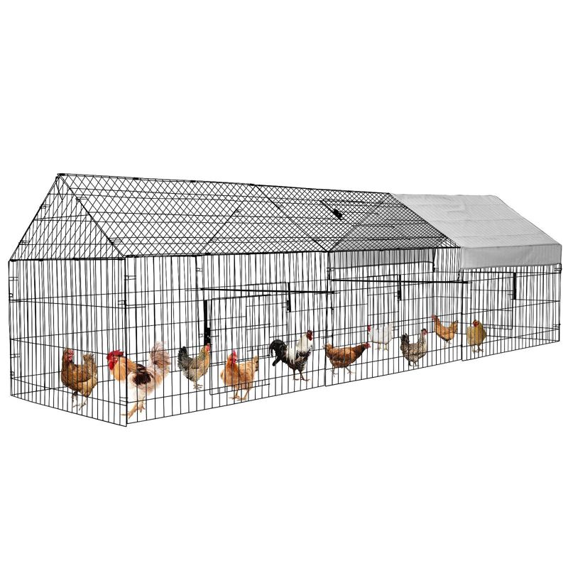 Large Metal Chicken Coop with Waterproof Cover, 130" x 40"
