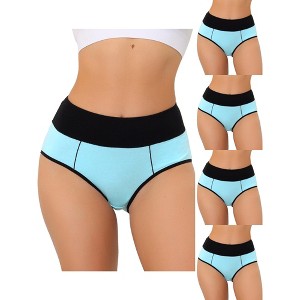 Allegra K Women's Plus Size High Waist Tummy Control Color-Block 5 Packs Available Briefs - 1 of 4