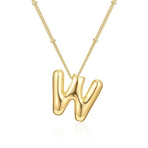 Bubble Letter Initial Necklace for Women, 14K Gold Plated Personalized Birthday Gift - 1 of 4