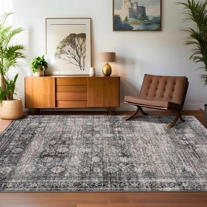 GustoWave Various sizes Vintage Green Camel Floral Washable Area Rugs for Bedroom, Living Room, Soft Low Pile - 1 of 4