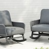 [Set of 2]Modern Outdoor Lounge Chair, Contemporary Minimalist Wicker Rocking Chair, Chairs with PE Cushions and Wooden Frame-Coolbibila - 2 of 4
