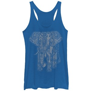 Women's Lost Gods Elephant Print Racerback Tank Top - 1 of 3
