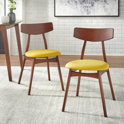 Walnut and Yellow 7-Piece Mid-Century Modern Dining Set