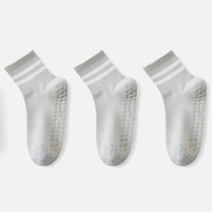 Anna-Kaci Women's 3-Pack Ankle Socks with Rubber Grips and Striped Ribbed Cuffs Soft Non-Slip Sporty Style - 1 of 1