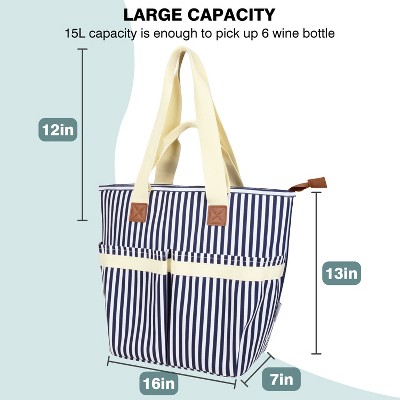 Stripe Blue and White Insulated Cooler Bag, 16 Quart
