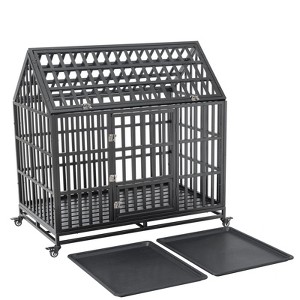 AZL1 Life Concept Pet Crate and House Heavy Duty with Roof Roof Window Front Roof Doors and Lockable Wheels for Pets, Black, 48.43"*30.7"*8.5" - 1 of 4