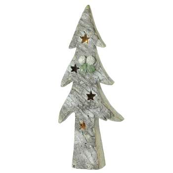 Northlight 30" White and Green LED Lighted Glitter Artificial Christmas Tree Tabletop Decor