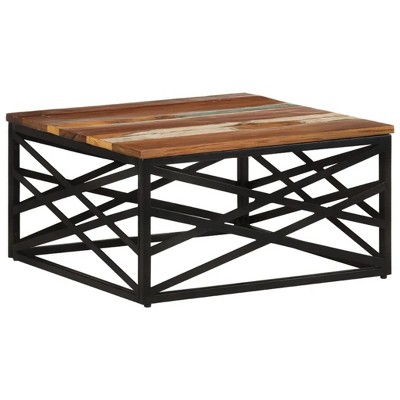 Eco-Friendly Industrial Square Coffee Table with Steel Legs