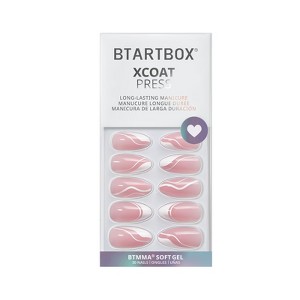 BTArtbox Press-On Nails - White Swirl - M Almond - 30ct - 1 of 4