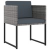 vidaXL 11 Piece Patio Dining Set- Weather-Resistant Poly Rattan Gray Dining Set with Cushions Includes Table, Chairs, and Stools - 3 of 4