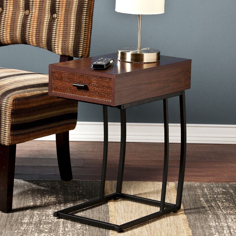 Side Table with USB Brown - Aiden Lane, 3 of 6