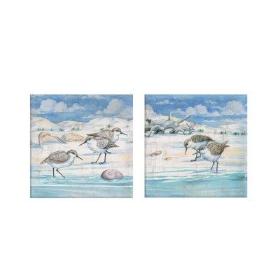 (Set of 2) 12" x 12" Shoreline Pipers Unframed Wall Canvas Blue - Prinz