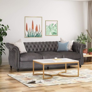 3-Seater Sofa With Rolled Arms And Curved Backrest,Comfortable Couch Sofa,Upholstered Sofa For Living Room,Bedroom-Cuddlewood - 1 of 4