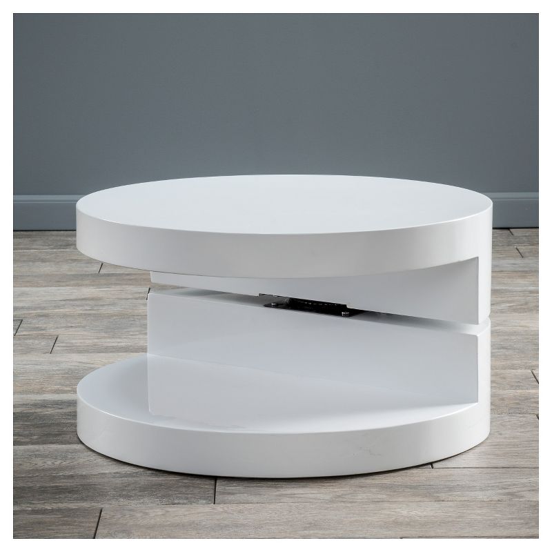Osto Small Oval Rotatable Coffee Table Glossy White - Christopher Knight Home, 5 of 8