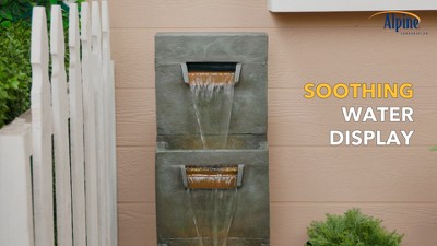 40" Gray Polyresin 2-Tier Modern Fountain with LED Lights