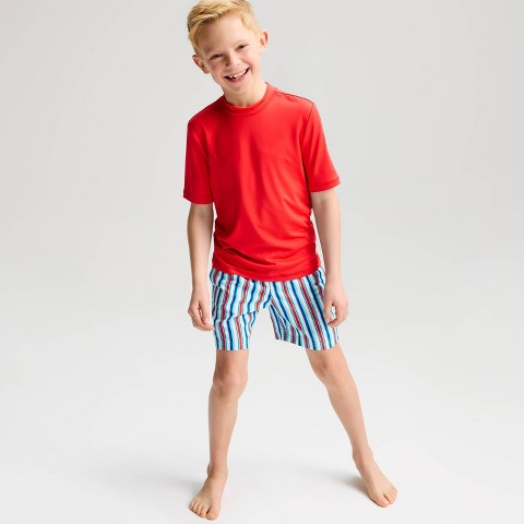 Детские купальники Cat & Jack Boys' Americana Striped Swim Trunks – Cat & Jack™ Blues/Radical Red M