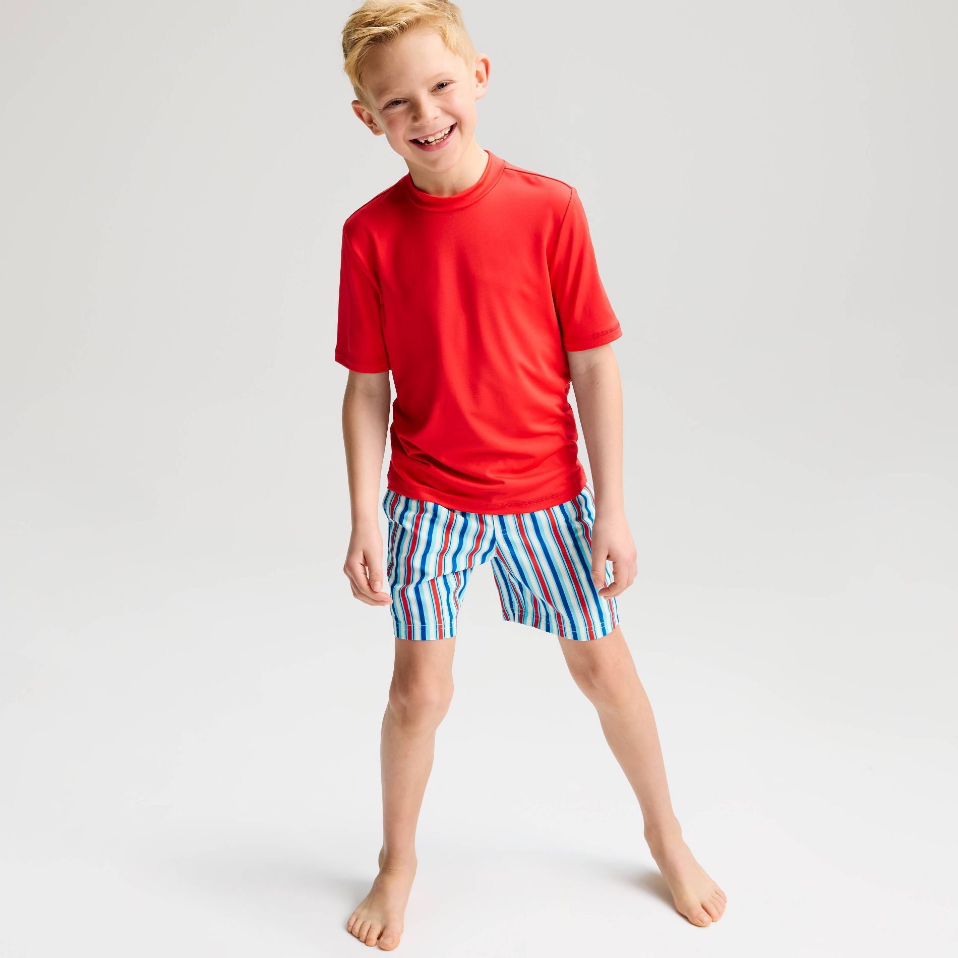 Boys' Americana Striped Swim Trunks - Cat & Jack™ Blues/Radical Red
