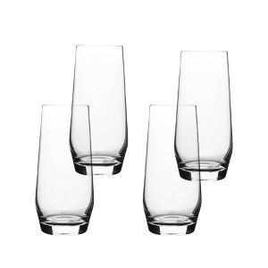 over&back Set of 4 12oz Traditional Classic Stemless Mouth-Blown Glasses Clear - 1 of 4