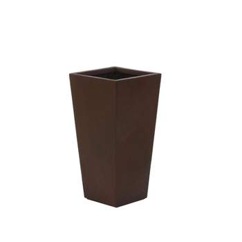 LuxenHome Square Tapered 18.5" H House Planters, Indoor & Outdoor Brown