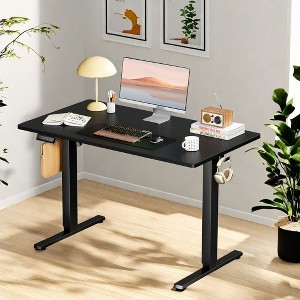 Infurnic Desks Ergonomic Standing Desk, Height Adjustable Desk with Control Panel, Black, 39"*28"*23" - 1 of 3