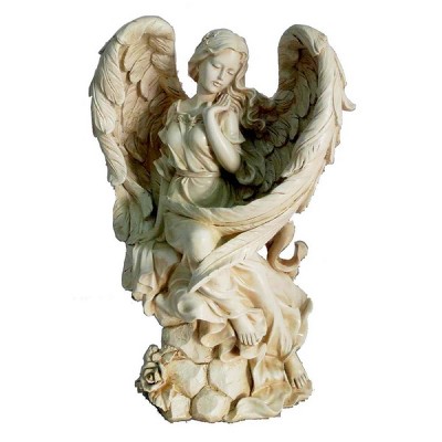 20" Polyresin Sitting Angel Outdoor Statue Beige - Hi-Line Gift