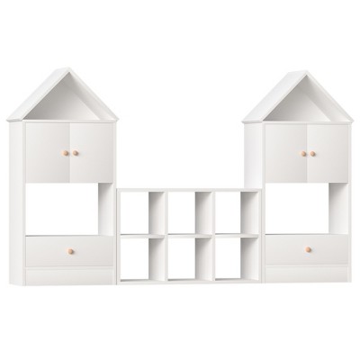 Yinvani  Versatile Children's Bookshelf with House-Shaped Design, Durable Kids Organizer for Playroom or Bedroom, Easy Assembly