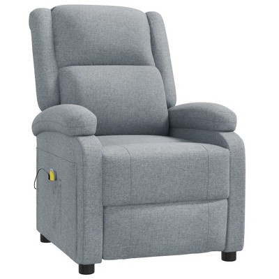 vidaXL Fabric Massage Recliner - Light Gray, Manual Recline, Targeted Vibration Massage with Remote