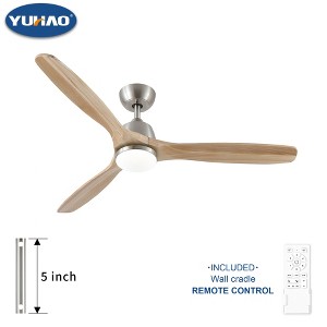 YUHAO 52 in. Indoor Modern and Farmhouse Soild Wood Blades Reversible DC Motor Ceiling Fan with Light and Remote Control - 1 of 4