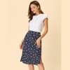 INSPIRE CHIC Women's Floral Ruffle Elastic High Waist Button Flowy Split Skirt - 2 of 4