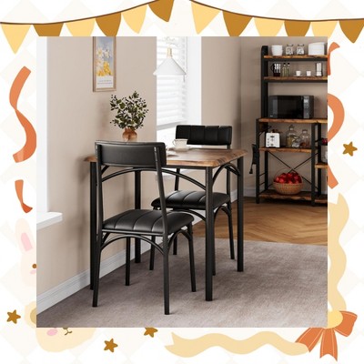 Garvee Kitchen Table and Chairs Set – Cozy Dining Table for 2 with 2 Upholstered Chairs, Sturdy Construction, and Space-Saving Design