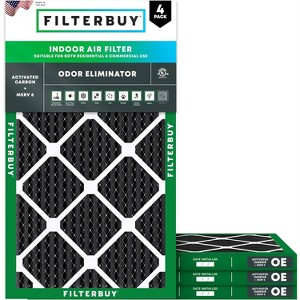 Filterbuy 12x30x1 Air Filter (4-Pack), Pleated MERV 8 Odor Eliminator Replacement HVAC AC Furnace Filters (Actual Size: 11.88 x 29.88 x 0.75) - 1 of 4