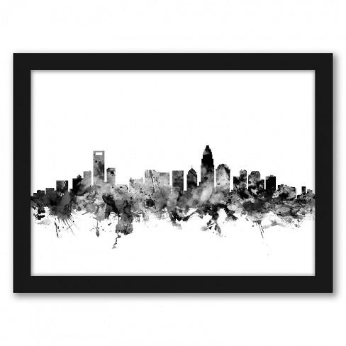 Americanflat Charlotte North Carolina Skyline New 1 By Michael Tompsett Black Frame 24 X36 Target