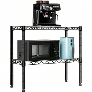 220 lbs 2 Tier Metal Wire Storage Rack Black Laundry Pantry Closet Basement Utility Shelf Organizer 11.8 D 27.6 W 23.4 H - 1 of 4